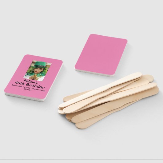 40歳の誕生日の写真パーソナライズされたピンク ハンドファン (組立なし)
