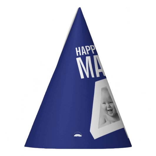 40歳の誕生日の写真パーソナライズされた青い白 パーティーハット (左)