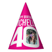 40歳の誕生日の写真ホワイトピパーソナライズされたンク パーティーハット (正面)