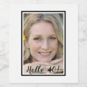 40歳の誕生日の写真ホワイトブラック ワインラベル (シングルラベル)