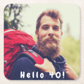40歳の誕生日の写真男達 スクエアペーパーコースター (正面)