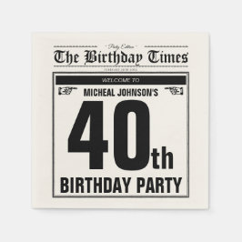 40歳の誕生日の古い新聞おもしろいユニークカスタム スタンダードカクテルナプキン