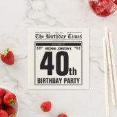 40歳の誕生日の古い新聞おもしろいユニークカスタム スタンダードカクテルナプキン (インサイチュ)