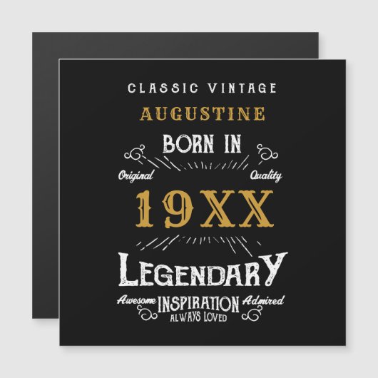 40歳の誕生日の名前の年の磁気ブラック金ゴールド (正面/裏面)