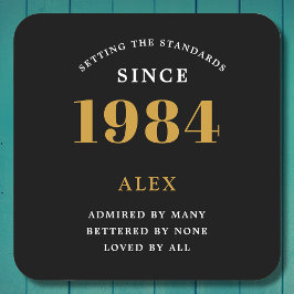 40歳の誕生日の名前Yearブラック金ゴールドシック スクエアペーパーコースター