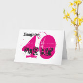 40歳の誕生日の娘、黒とピンクの文字、白。 カード (黄色い花)