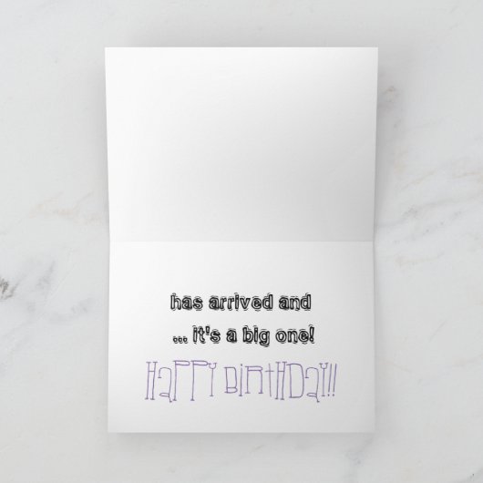 40歳の誕生日の娘、黒とメイブの文字、白。 カード (内部)