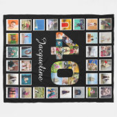 40歳の誕生日の家族写真40コラージュ巨大 フリースブランケット (正面(横))