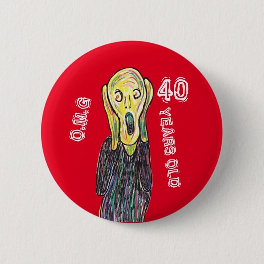 40歳の誕生日の年齢ピンおもしろいラウンドバッジ 缶バッジ (正面)