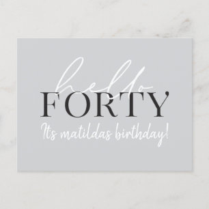 40歳の誕生日の招待をスクリプト化し、幾何学的に追加 インビテーションポストカード