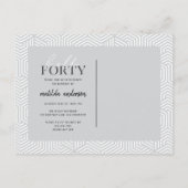 40歳の誕生日の招待をスクリプト化し、幾何学的に追加 インビテーションポストカード (裏面)