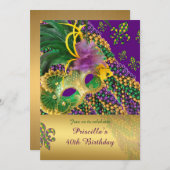 40歳の誕生日の招待，40歳，仮装，ヴェネツィア 招待状 (正面/裏面)