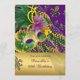 40歳の誕生日の招待，40歳，仮装，ヴェネツィア 招待状