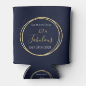 40歳の誕生日の海軍金ゴールドパーソナライズされたパーティー好意 缶クーラー (正面)