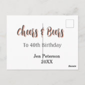 40歳の誕生日の灰色の年を祝って、乾杯＆ビールを ポストカード (裏面)
