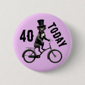 40歳の誕生日の犬バイク40四十 缶バッジ (正面)