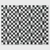 40歳の誕生日の白黒パター市松模様にン ラッピングペーパー (フラット)