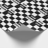 40歳の誕生日の白黒パター市松模様にン ラッピングペーパー (角)