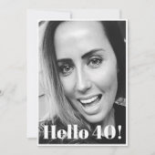 40歳の誕生日の白黒モダン写エレガント真 招待状 (正面)