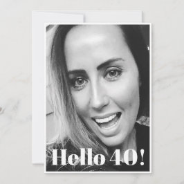 40歳の誕生日の白黒モダン写エレガント真 招待状