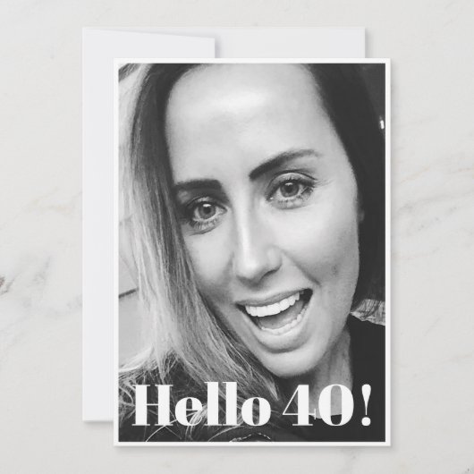 40歳の誕生日の白黒モダン写エレガント真 招待状 (正面)