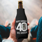 40歳の誕生日の白黒2枚クール ボトルクーラー