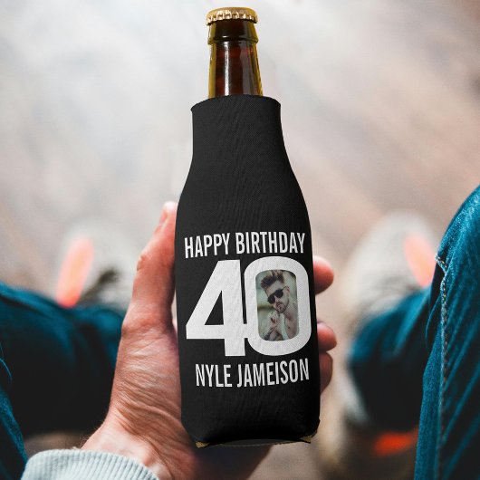 40歳の誕生日の白黒2枚クール ボトルクーラー