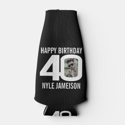 40歳の誕生日の白黒2枚クール ボトルクーラー (正面)