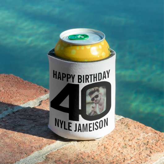 40歳の誕生日の白黒2枚クール 缶クーラー (インサイチュ プール)