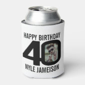 40歳の誕生日の白黒2枚クール 缶クーラー (缶正面)