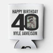 40歳の誕生日の白黒2枚クール 缶クーラー (正面)