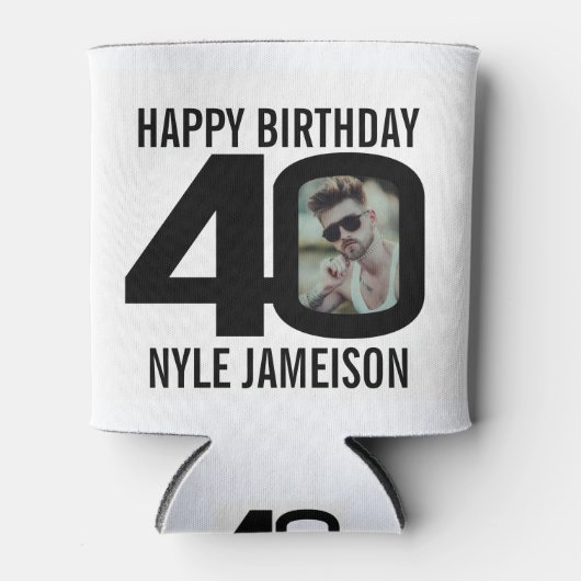 40歳の誕生日の白黒2枚クール 缶クーラー (正面)