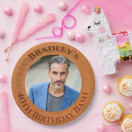 40歳の誕生日の茶色の革 ペーパープレート (パーティー)