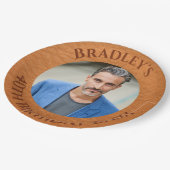 40歳の誕生日の茶色の革 ペーパープレート (アングル)