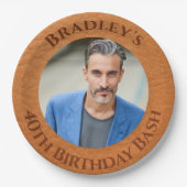 40歳の誕生日の茶色の革 ペーパープレート (正面)