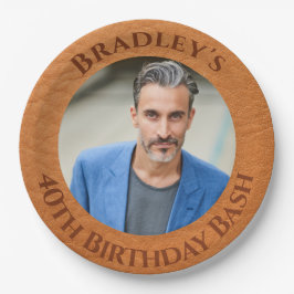 40歳の誕生日の茶色の革 ペーパープレート