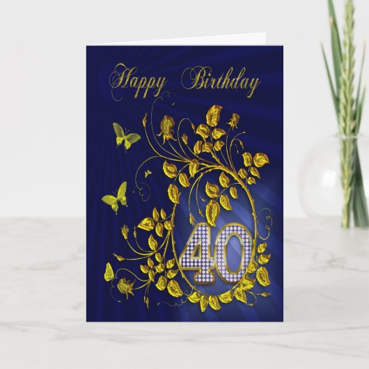 40歳の誕生日の金蝶 カード (正面)