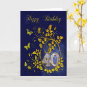 40歳の誕生日の金蝶 カード (黄色い花)