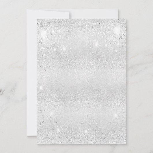 40歳の誕生日の銀のグリッターは輝く 招待状 (裏面)