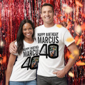 40歳の誕生日の黒いカスタムで写真の名前 Tシャツ