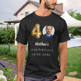 40歳の誕生日の黒い金ゴールド写真 Tシャツ