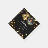 40歳の誕生日の黒い金ゴールド星写真 スタンダードカクテルナプキン (角)