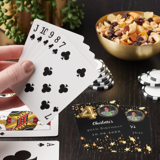 40歳の誕生日の黒い金ゴールド星写真 トランプ (インサイチュ)