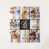 40歳の誕生日の黒と金ゴールドの写真のコラモダンージュ タペストリー (正面)