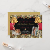 40歳の誕生日または任意の年齢のLeopard写真の招待 カード (正面/裏面インサイチュ)