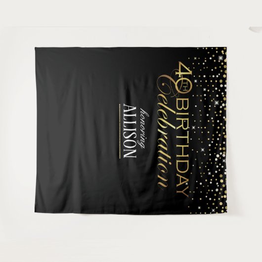 40歳の誕生日をお祝いする写真用背景 タペストリー (正面(横))