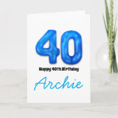 40歳の誕生日をお祝いする数字バルーンカード カード (正面)