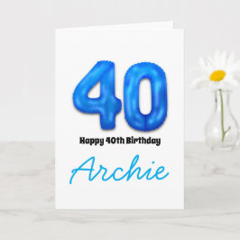 40歳の誕生日をお祝いする数字バルーンカード カード