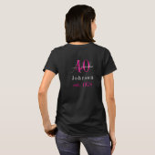 40歳の誕生日をお祝い ブラック+ホットピンク Tシャツ (裏面フル)