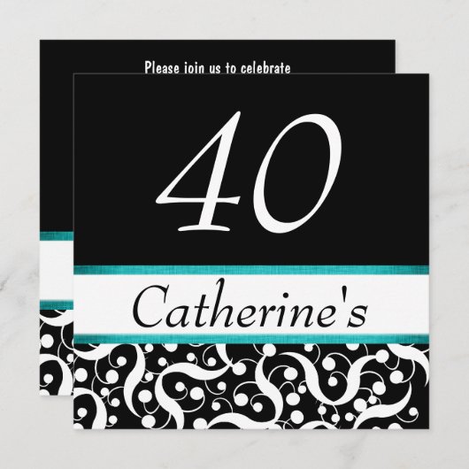 40歳の誕生日をエレガントに　どんな年齢も美しくお祝いしよう 招待状 (正面/裏面)